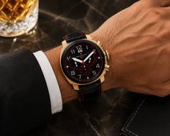 Christian Van Sant Grand Python – Black Dial Men's Quartz Chronograph Luxury Watch with 48mm Stainless Steel Case, Black Leather Strap & 100M Water Resistance