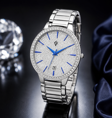 Christian Van Sant Alessia – Silver Women's Quartz Watch with Stainless Steel Bracelet, Mineral Crystal & 38mm Round Case
