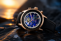 Seapro Meridian World Timer GMT – Blue Dial Men's Quartz Watch with 47mm Stainless Steel Case, Black Rubber Strap, 100M Water Resistance & Alarm