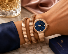 Christian Van Sant Naga – Blue Dial Women's Quartz Fashion Watch with 28mm Stainless Steel Case, Rose Gold Bracelet & Mineral Crystal