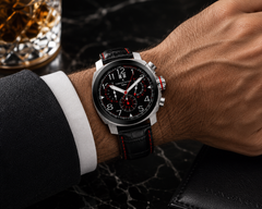 Christian Van Sant Grand Python – Black Dial Men's Quartz Chronograph Watch with 48mm Stainless Steel Case, Leather Strap & 100M Water Resistance