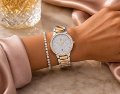 Christian Van Sant Alessia – Grey Dial Women's Quartz Bracelet Watch with 38mm Stainless Steel Case, Rose Gold Bracelet & Mineral Crystal
