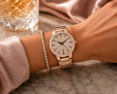 Christian Van Sant Alessia – Rose Gold Dial Women's Automatic Multifunction Watch with 42mm Stainless Steel Case, Yellow Leather Strap & Mineral Crystal