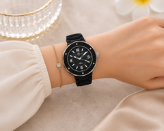 Oceanaut Acqua – Red Dial Women's Quartz Watch with 42mm Plastic Case, Red Silicone Strap, Rose Gold Accents & Mineral Crystal