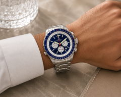 Oceanaut Aviador Pilot – Green Dial Men's Quartz Chronograph Aviation Watch with 45mm Stainless Steel Case, Silver Bracelet, Rotating Bezel & Date Display