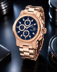 Oceanaut Baccara XL – Blue Dial Men's Quartz Chronograph Watch with 50mm Stainless Steel Case, Silver Bracelet & 50M Water Resistance