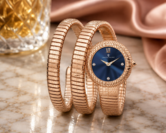 Christian Van Sant Naga – Blue Dial Women's Quartz Fashion Watch with 28mm Stainless Steel Case, Rose Gold Bracelet & Mineral Crystal