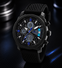 Oceanaut Kryptonite – Black & Grey Dial Men's Quartz Chronograph Sport Watch with 42mm Stainless Steel Case, Black Rubber Strap & 50M Water Resistance