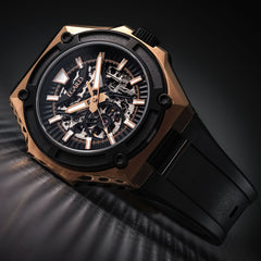 Egard King Ocean Skeleton Rose – Rose Gold Swiss Automatic Dive Watch with Open Heart Dial, Sapphire Crystal & 500M Water Resistance