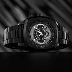 Egard V1-Viking Stealth – Black Swiss Chronograph Men's Watch with PVD Stainless Steel Case, Sapphire Crystal & 3 Strap Set