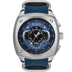 Egard V1-Viking Aqua – Swiss Chronograph Men's Watch with Silver PVD Steel Case, Sapphire Crystal & 3 Interchangeable Straps