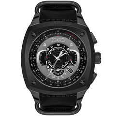 Egard V1-Viking Stealth – Black Swiss Chronograph Men's Watch with PVD Stainless Steel Case, Sapphire Crystal & 3 Strap Set