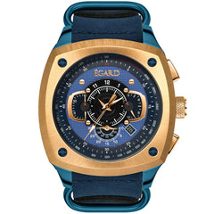 Egard V1-Viking Suri – Deep Navy Blue Swiss Chronograph Men's Watch with PVD Steel Case, Sapphire Crystal & 3 Strap Collection