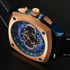Egard V1-Viking Suri – Deep Navy Blue Swiss Chronograph Men's Watch with PVD Steel Case, Sapphire Crystal & 3 Strap Collection