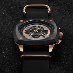 Egard V1-Viking Unico – Swiss Assembled Black Chronograph Men's Watch with PVD Steel Case, Sapphire Crystal & 3 Strap Set