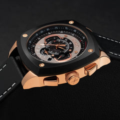 Egard V1-Viking Unico – Swiss Assembled Black Chronograph Men's Watch with PVD Steel Case, Sapphire Crystal & 3 Strap Set