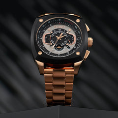 Egard V1-Viking Unico – Swiss Assembled Black Chronograph Men's Watch with PVD Steel Case, Sapphire Crystal & 3 Strap Set