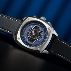 Egard V1-Viking Aqua – Swiss Chronograph Men's Watch with Silver PVD Steel Case, Sapphire Crystal & 3 Interchangeable Straps