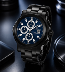 Oceanaut Baccara XL – Black & Grey Dial Men's Quartz Chronograph Sport Watch with 42mm Stainless Steel Case, Black Rubber Strap & 50M Water Resistance