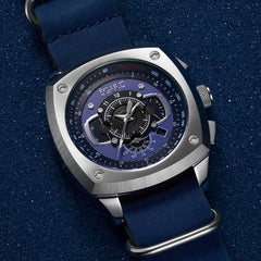 Egard V1-Viking Aqua – Swiss Chronograph Men's Watch with Silver PVD Steel Case, Sapphire Crystal & 3 Interchangeable Straps