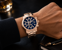 Oceanaut Baccara XL – Blue Dial Men's Quartz Chronograph Watch with 50mm Stainless Steel Case, Silver Bracelet & 50M Water Resistance