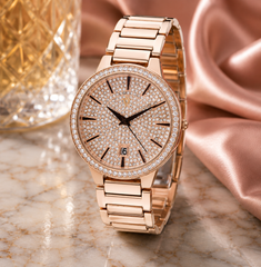 Christian Van Sant Alessia – Rose Gold Dial Women's Automatic Multifunction Watch with 42mm Stainless Steel Case, Yellow Leather Strap & Mineral Crystal