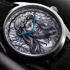 Egard In His Name Classic – Silver Automatic Men's Watch with Seiko NH35 Movement, Sapphire Crystal & Leather Strap