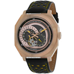 Christian Van Sant Men's Machina Black Dial Quartz Watch with Rose Gold Stainless Steel Bracelet – 28mm
