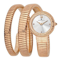 Christian Van Sant Naga – White Dial Women's Elegant Quartz Watch with 28mm Stainless Steel Case, Rose Gold Bracelet & Mineral Crystal