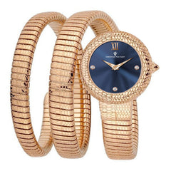 Christian Van Sant Naga – Blue Dial Women's Quartz Fashion Watch with 28mm Stainless Steel Case, Rose Gold Bracelet & Mineral Crystal