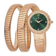 Christian Van Sant Naga – Green Dial Women's Quartz Chronograph Watch with 48mm Stainless Steel Case, Leather Strap & 100M Water Resistance