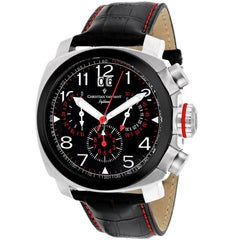 Christian Van Sant Grand Python – Black Dial Men's Quartz Chronograph Watch with 48mm Stainless Steel Case, Leather Strap & 100M Water Resistance