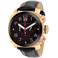 Christian Van Sant Grand Python – Black Dial Men's Quartz Chronograph Luxury Watch with 48mm Stainless Steel Case, Black Leather Strap & 100M Water Resistance