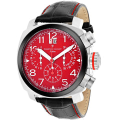 Christian Van Sant Grand Python – Red Dial Men's Quartz Chronograph Watch with 45mm Stainless Steel Case, Silver Bracelet, Rotating Bezel & Date Display