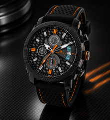Oceanaut Kryptonite – Black & Grey Dial Men's Quartz Chronograph Watch with 42mm Stainless Steel Case, Black Rubber Strap & 50M Water Resistance