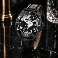Seapro Voyager – Black Dial Men's Quartz Dive Watch with 42mm Stainless Steel Case, Black Leather Strap & 200M Water Resistance