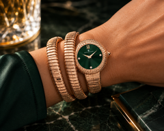 Christian Van Sant Naga – Green Dial Women's Quartz Chronograph Watch with 48mm Stainless Steel Case, Leather Strap & 100M Water Resistance
