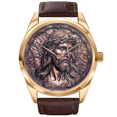 Egard In His Name Rose – Rose Gold Automatic Men's Watch with Seiko NH35 Movement, Sapphire Crystal & Leather Strap