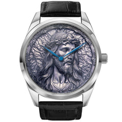 Egard In His Name Classic – Silver Automatic Men's Watch with Seiko NH35 Movement, Sapphire Crystal & Leather Strap