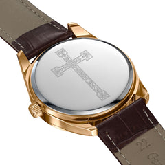 Egard In His Name Rose – Rose Gold Automatic Men's Watch with Seiko NH35 Movement, Sapphire Crystal & Leather Strap