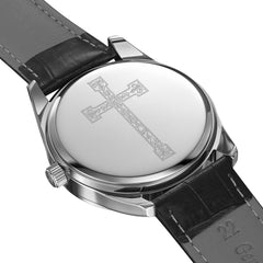 Egard In His Name Classic – Silver Automatic Men's Watch with Seiko NH35 Movement, Sapphire Crystal & Leather Strap