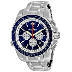 Oceanaut Aviador Pilot – Green Dial Men's Quartz Chronograph Aviation Watch with 45mm Stainless Steel Case, Silver Bracelet, Rotating Bezel & Date Display