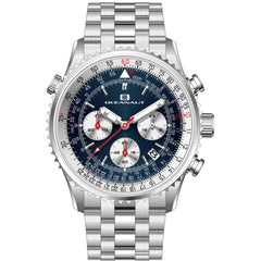 Oceanaut Flight – Silver Dial Men's Quartz Dress Watch with 46mm Stainless Steel Case, Black Leather Strap & 100M Water Resistance