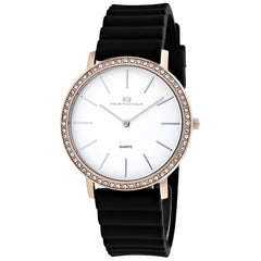Oceanaut Women's Ripple White Dial Quartz Watch with Black Rubber Strap – 44mm | Square Case