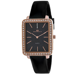 Oceanaut Adorn – Black Dial Women's Quartz Watch with Square Stainless Steel Case, Green Rubber Strap & Mineral Crystal
