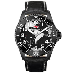 Seapro Voyager – Black Dial Men's Quartz Dive Watch with 42mm Stainless Steel Case, Black Leather Strap & 200M Water Resistance