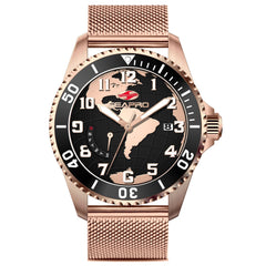 Seapro Voyager – Black Dial Men's Quartz Dive Watch with 42mm Stainless Steel Case, Rose Gold Bracelet & 200M Water Resistance