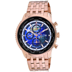 Seapro Meridian World Timer GMT – Blue Dial Men's Quartz Travel Watch with 47mm Stainless Steel Bracelet, GMT, Alarm & 100M Water Resistance