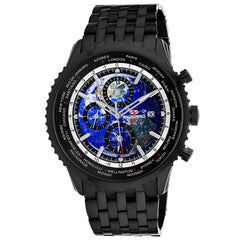 Seapro Meridian World Timer GMT – Blue Dial Men's Quartz Watch with 47mm Stainless Steel Case, Blue Rubber Strap, GMT, Alarm & 100M Water Resistance