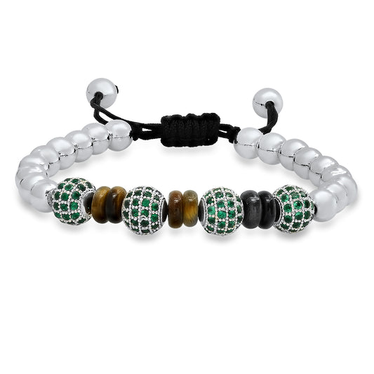 Rhodium Green Emerald Bracelet